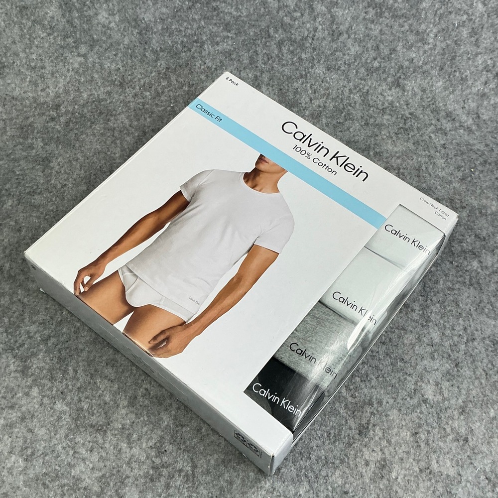 Calvin Klein Mens 4 Pack Classic Fit 100% Cotton Crew Neck T-Shirts Large Multi - Picture 9 of 11